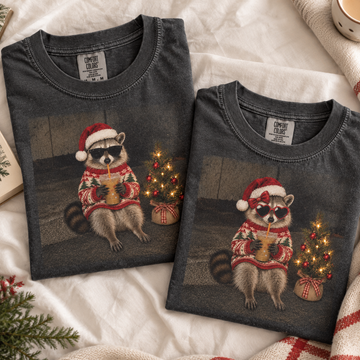 Christmas Raccoon Couple Comfort Colors Shirts – Funny Holiday Gift