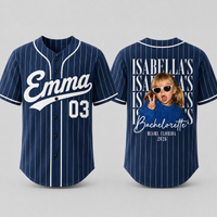 Personalized Bachelorette Baseball Jersey for Bachelorette Party, Custom Photo Bride Name Location Year & Number Shirt, Wedding Weekend Gift