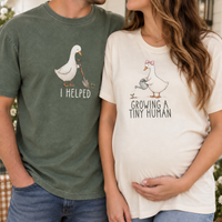 Matching Mom and Dad Pregnancy Announcement Shirts, Funny Goose Baby Reveal Tees, Expecting Parents Couple Gift
