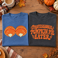 Funny Pumpkin Pie Couple Shirts, Professional Pumpkin Pie Eater Matching Tees, Thanksgiving Couple Outfit, Fall Food Lover Gift
