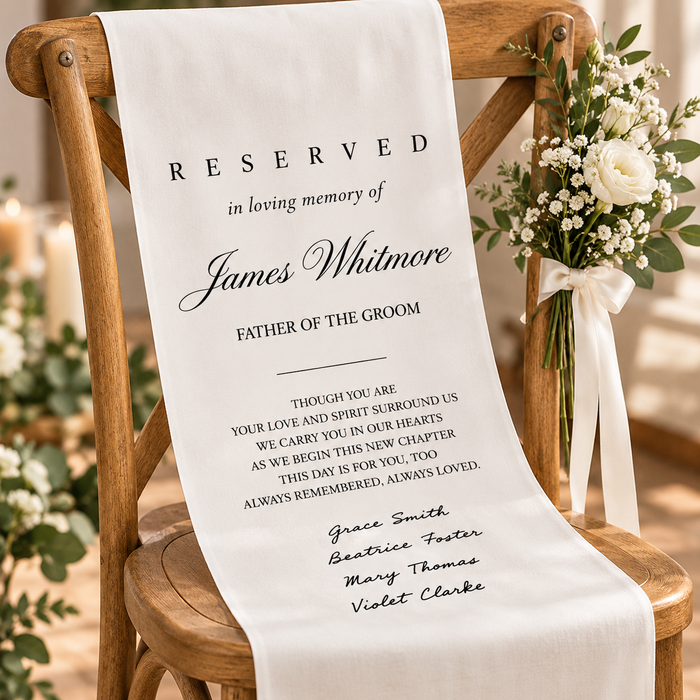 In Loving Memory Wedding Chair Banner – Reserved Seat Ceremony Tribute