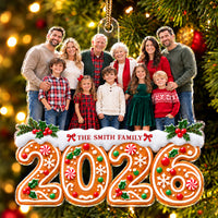 Personalized Christmas Family Gingerbread Custom Shaped Acrylic Ornament – Custom Photo Christmas 2026 Gift