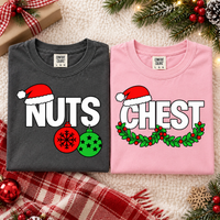 Nuts & Chest Christmas Couple Shirts – Funny Matching Holiday Gift