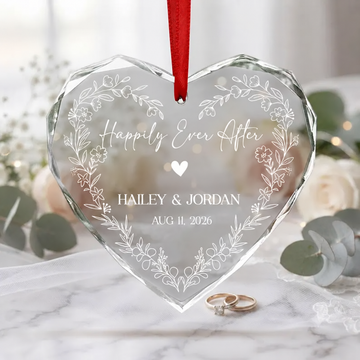 Happily Ever After Ornament, First Christmas Married Ornament, Married Keepsake Gift For Couples, Wedding Gifts, Married Christmas Ornament