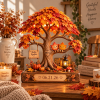 Personalized Autumn Couple Tree Wooden Block, Custom Initials & Date Sign, Anniversary Gift, Fall Wedding Keepsake