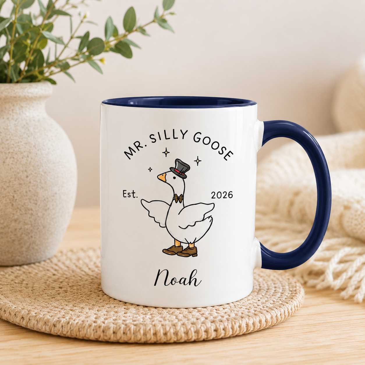 Personalized Mr and Mrs Silly Goose Mugs, Custom Couple Names Wedding Gift, Funny Newlywed Mug Set, Anniversary Gift