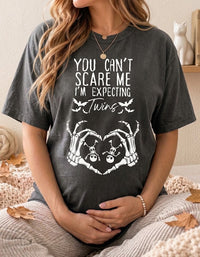 Twin Pregnancy Announcement Shirt, Spooky Halloween Mama to Be Tee, Expecting Twins Maternity Shirt
