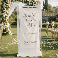 Personalized Linen Wedding Welcome Sign for Wedding Reception, Custom Couple Names & Date Happily Ever After Banner, Wedding Ceremony Decor