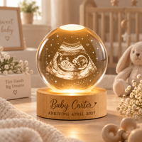 Personalized Ultrasound Gift Crystal Ball Night Light, Custom Sonogram Keepsake, Baby Announcement Decor, Baby Arrival Gift