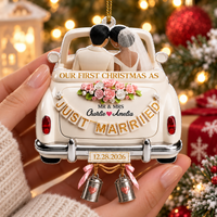 Personalized Just Married Car Ornament – First Christmas As Mr & Mrs