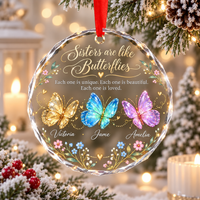 Personalized Sisters Ornament, Butterfly Name Keepsake, Custom Sister Christmas Gift, Sisters Butterfly Ornament, Personalized Name Keepsake