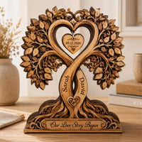 Personalized Infinity Heart Tree Wooden Block, Custom Couple Names and Date image 3