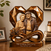Personalized couple photo wooden heart plaque mockup 3