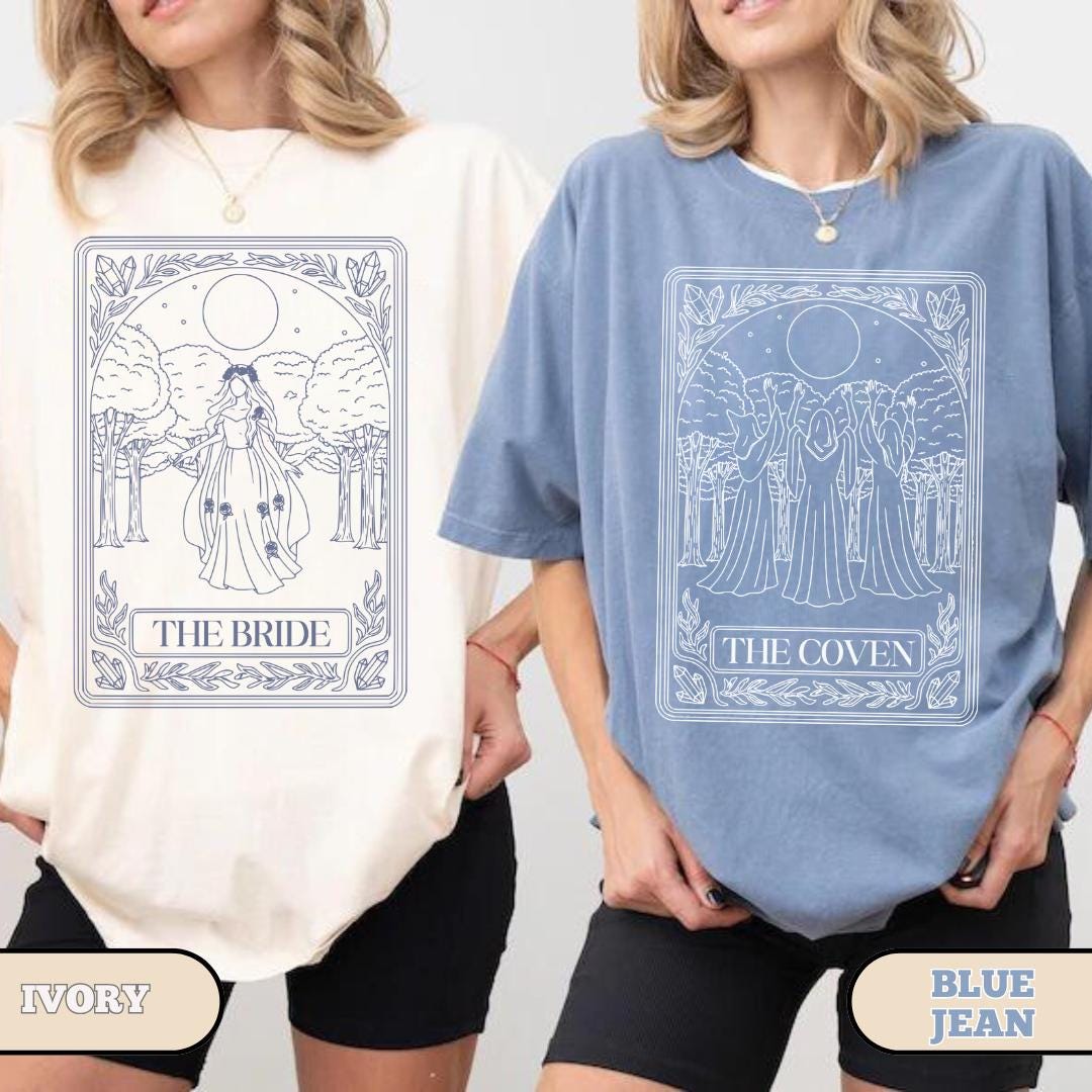 The Bride and The Coven Tarot Card Shirt, Witchy Bride Comfort Colors Tee image 3
