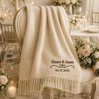 Personalized wedding throw blanket mockup 3