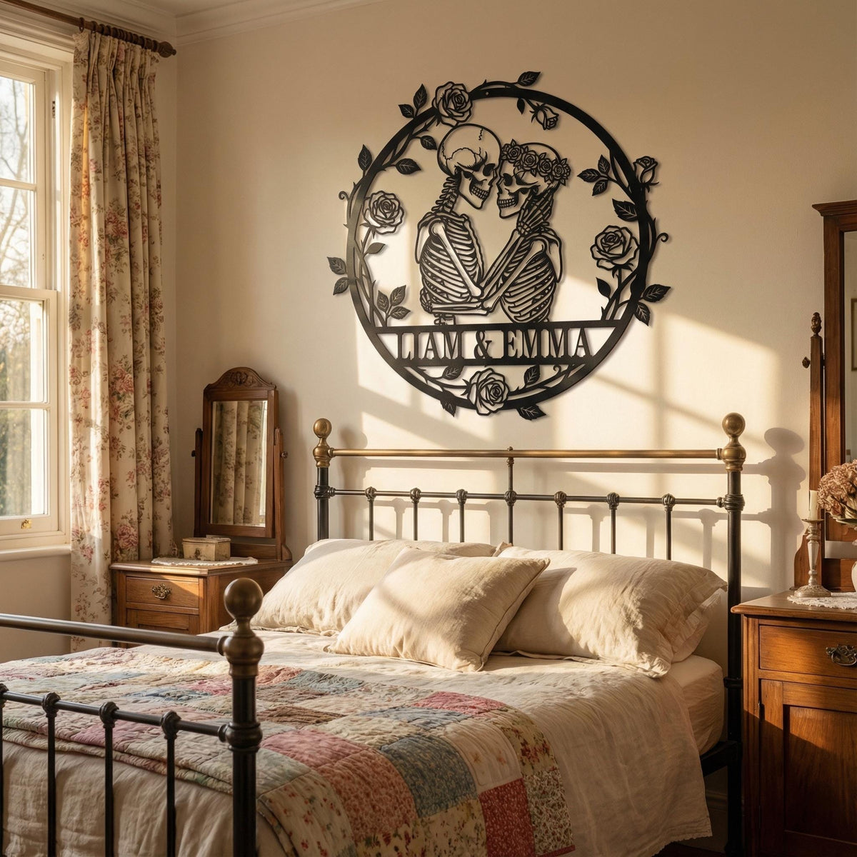 Custom Skeleton Couple Metal Sign, Personalized Names Wall Decor image 3