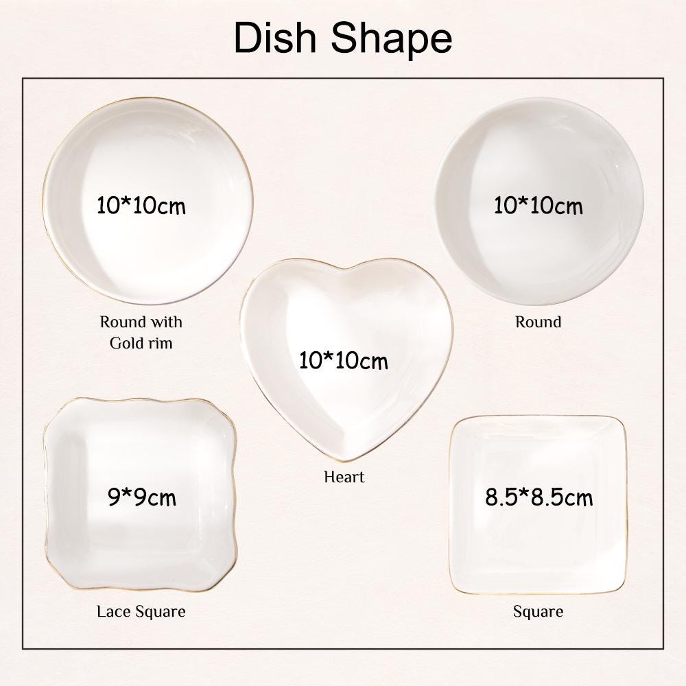 Jewelry dish shape and size chart