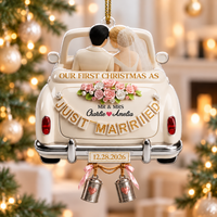 Personalized Just Married Car Ornament – First Christmas As Mr & Mrs