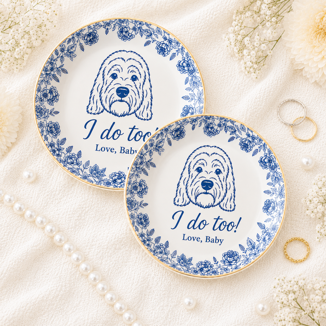 Personalize Pet Photo Wedding Jewelry Dish - Gift for Bride, Bridesmaid, Custom Bachelorette Trip, Bridal Shower Gift