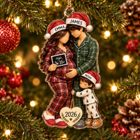 Personalized Xmas Ornament for Expecting Parents, Pregnancy Announcement Keepsake, Baby Arriving Ornament 2026, New Dad Gift, Mom to be Gift