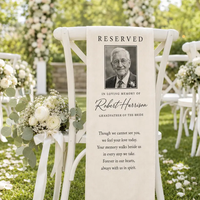 Personalized Memorial Wedding Chair Banner - Custom Reserved Seat Sign, In Loving Memory Photo Banner