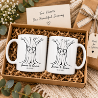 Personalized Heart Tree Couple Mug, Custom Ceramic Coffee Mug, Anniversary Gift For Couple, Wedding Or Bridal Shower Gift, Mr And Mrs Mug
