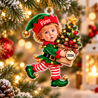 Personalized Baby Elf Photo Christmas Ornament – Baby's First Christmas