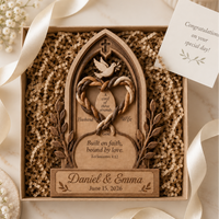 Personalized Christian Wedding Wooden Block, Cord of Three Strands Couple Gift, Ecclesiastes 4:12 Marriage Keepsake, Custom Names & Date