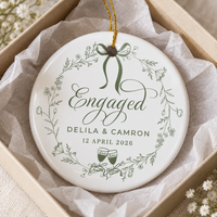 Personalized Engagement Ornament, Custom Couple Names and Date, Newly Engaged Christmas Gift for Couples