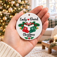 Personalized Couple Stockings Ceramic Ornament – Christmas Gift For Couples