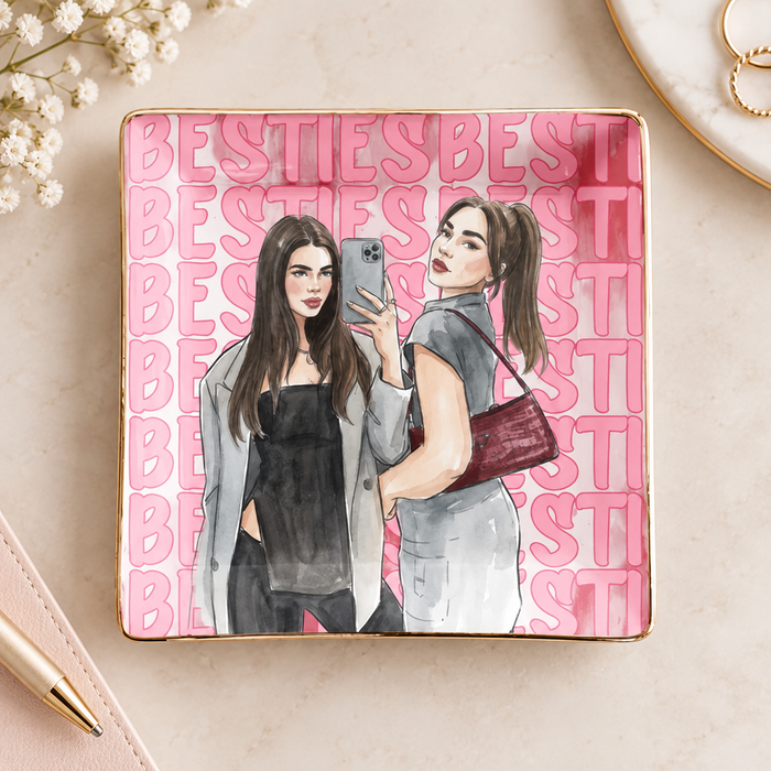 Watercolor Photo Best Friends Jewelry Dish – Personalized Friendship Gift