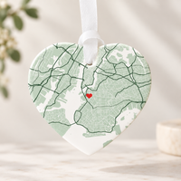 Personalized Map Location Ornament, Custom Wedding Engagement Location Ornament, Couple Christmas Gift, Newlywed Gift, Engagement Gift
