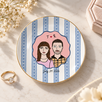 Custom Engagement Portrait Ring Dish, Personalized Couple Illustration Jewelry Tray, Proposal Keepsake, Engagement Gift for Couple