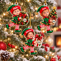 Personalized Baby Elf Photo Christmas Ornament – Baby's First Christmas