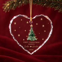 Personalized First Christmas Married Ornament, Custom Couple Names and Wedding Date, Newlywed Christmas Gift