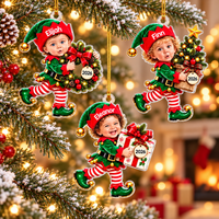 Personalized Baby Elf Photo Christmas Ornament – Baby's First Christmas