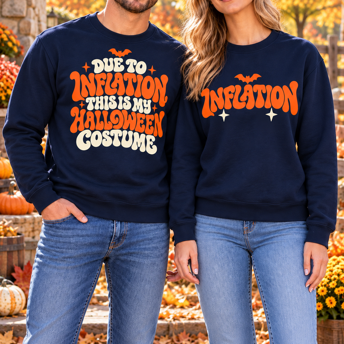 Due to Inflation Couple Sweatshirt & Hoodie – Funny Halloween Costume