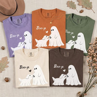 Boo-P Ghost Dog Pregnancy Announcement Shirt, Spooky Halloween Mama to Be Tee, Fall Baby Reveal Gift