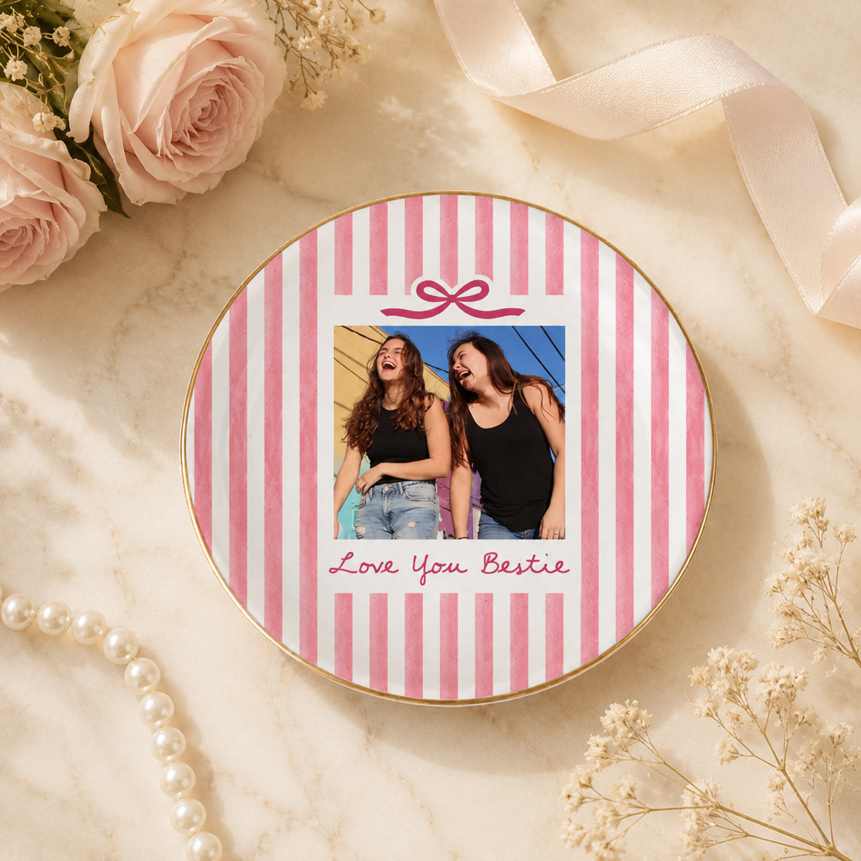 Personalized Bridesmaid Jewelry Dish, Custom Photo Best Friend Gift, Maid of Honor Keepsake, Bridesmaid Proposal Gift, Wedding Party Gift
