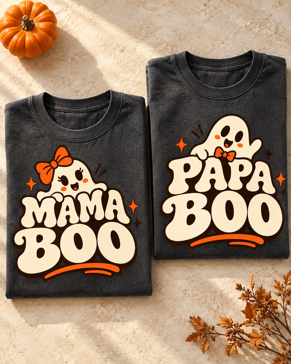 Mama Boo & Papa Boo Matching Halloween Comfort Colors Tees