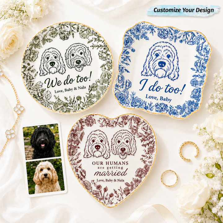 Personalize Pet Photo Wedding Jewelry Dish - Gift for Bride, Bridesmaid, Custom Bachelorette Trip, Bridal Shower Gift
