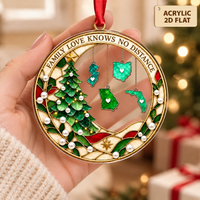 Personalized Family Love Knows No Distance Christmas Ornament, Custom State Hanging Keepsake