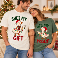 Christmas Goose Couple Comfort Colors Shirts – Funny Matching Holiday Gift