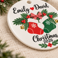 Personalized Couple Stockings Ceramic Ornament – Christmas Gift For Couples