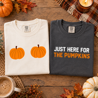 Funny Pumpkin Couple Shirts, Just Here for the Pumpkins Matching Tees, Fall Couple T-Shirts, Pumpkin Patch Outfit, Thanksgiving Gift