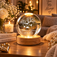 Tree of Love Personalized Couples Crystal LED Ball Light,Custom Couple Night Lamp,Wedding Anniversary Gift,Couple Gift,Gift For Mom,Dad
