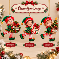 Personalized Baby Elf Photo Christmas Ornament – Baby's First Christmas