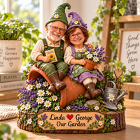 Personalized Our Garden Gnome Couple Wooden Block – Anniversary Gift