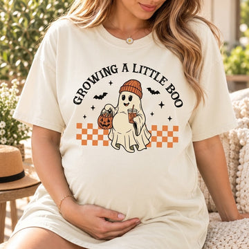 Growing a Little Boo Pregnancy Shirt, Halloween Maternity Tee, Spooky Baby Announcement Shirt