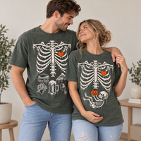 Food & Baby Skeleton Rib Cage Couple Shirts – Halloween Pregnancy Reveal